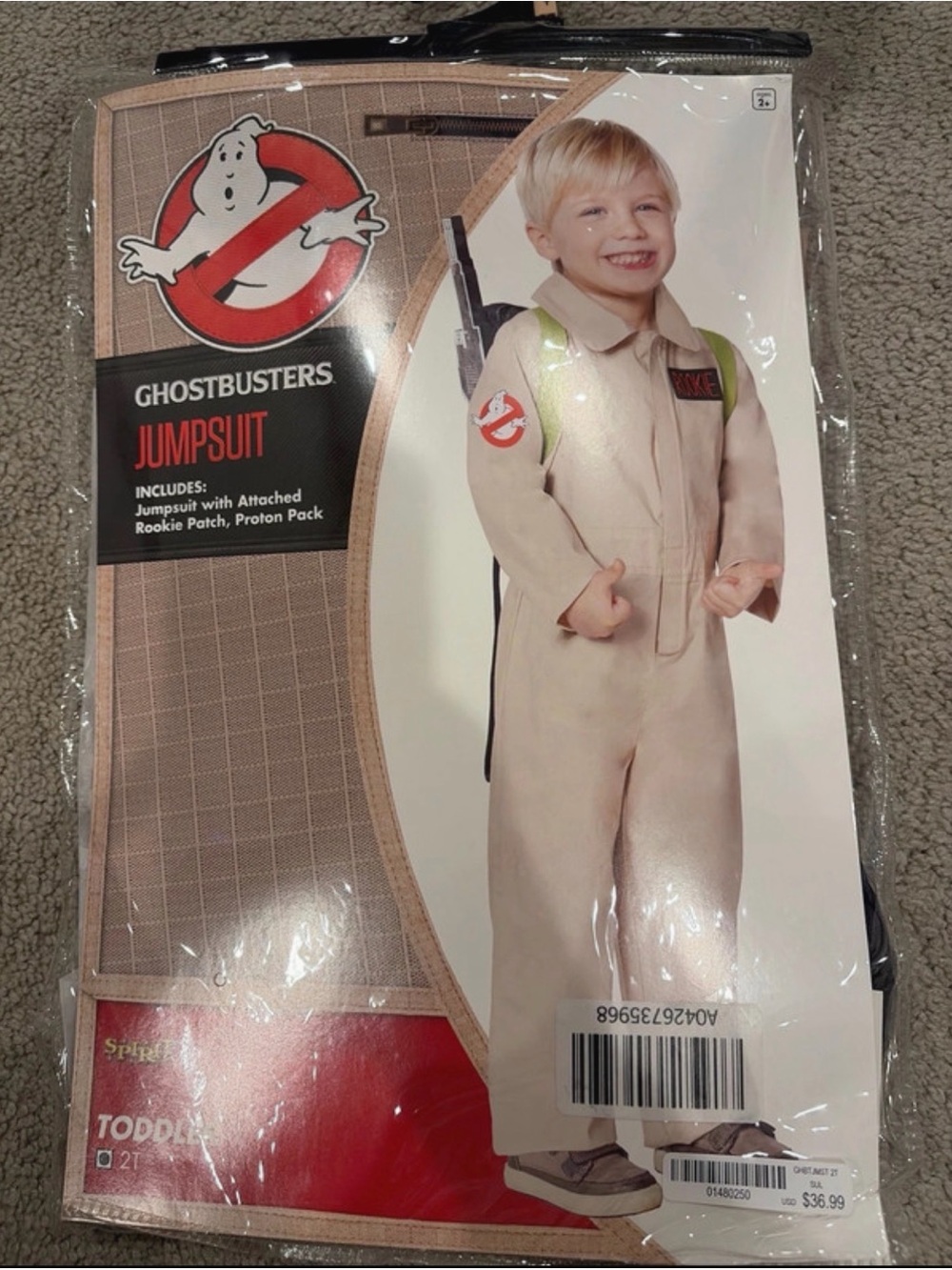 Spirit Ghostbusters Toddler Jumpsuit Costume - Cream, Red, Black